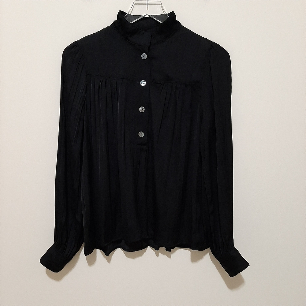 Anthropologie Black Oversized Long Sleeve Sleeve Shirt Size XS